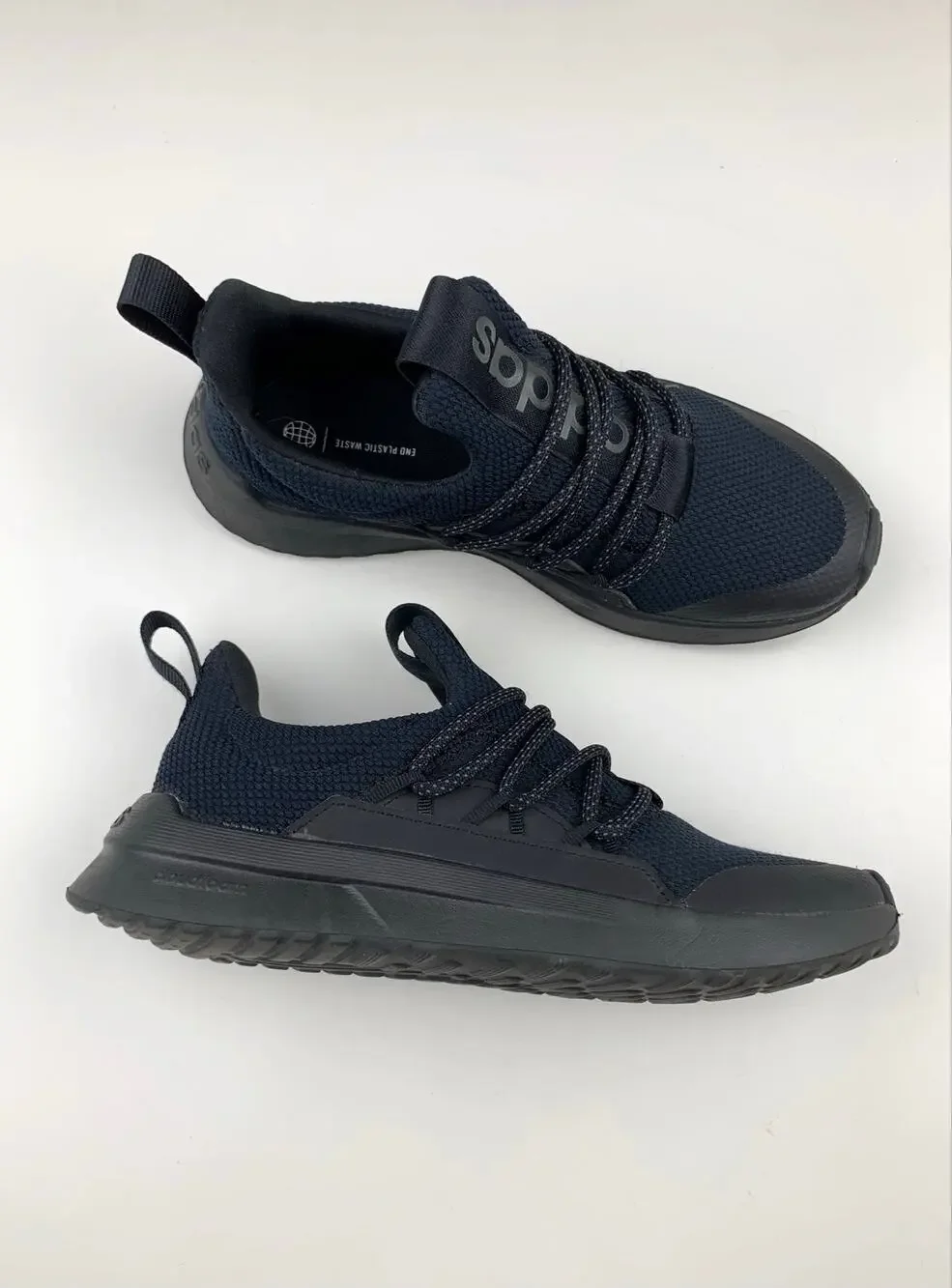 Adidas Boys Lite Racer Adapt 5.0 Running Shoes Slip On Black Sneakers Size 3.5